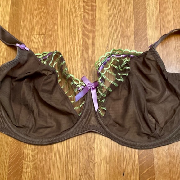 NWT Freya Arabella 30HH Brown, apple green & purple plunge balcony bra - Picture 3 of 9